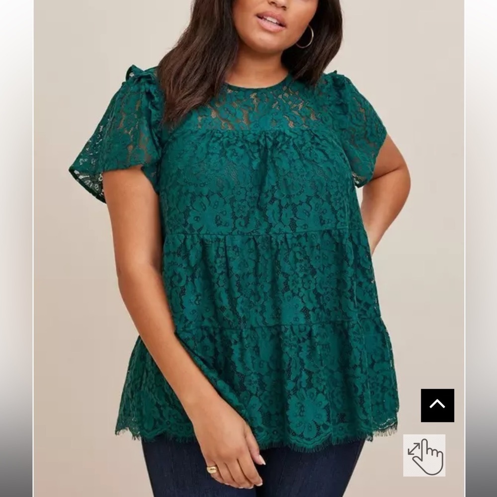 Torrid Green Lace Tiered Top Size 0X